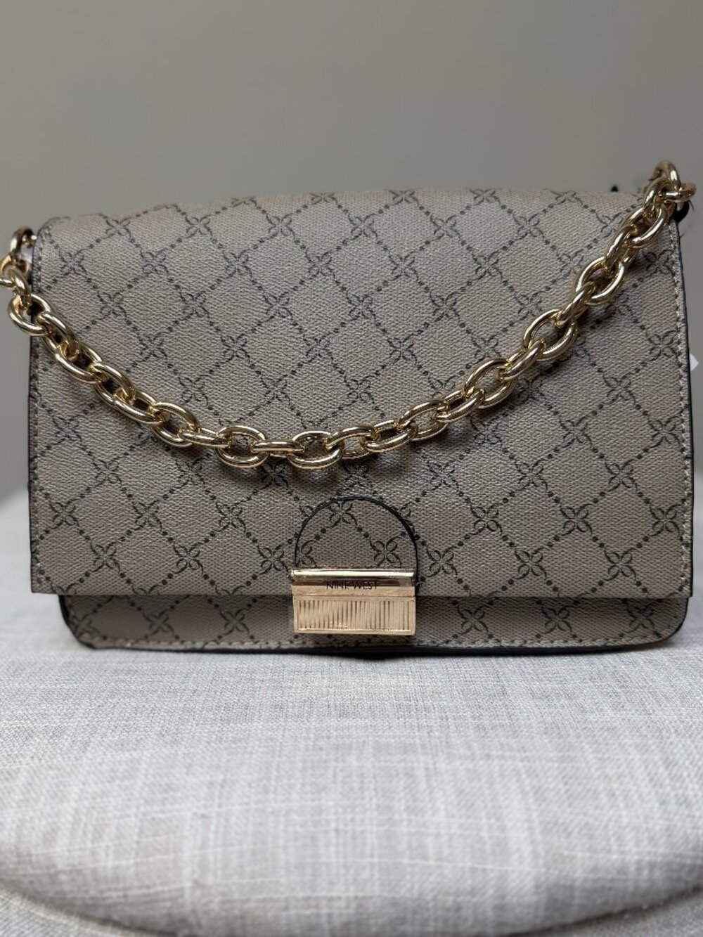 NWT Nine West Taupe Chain Handle Shoulder Bag